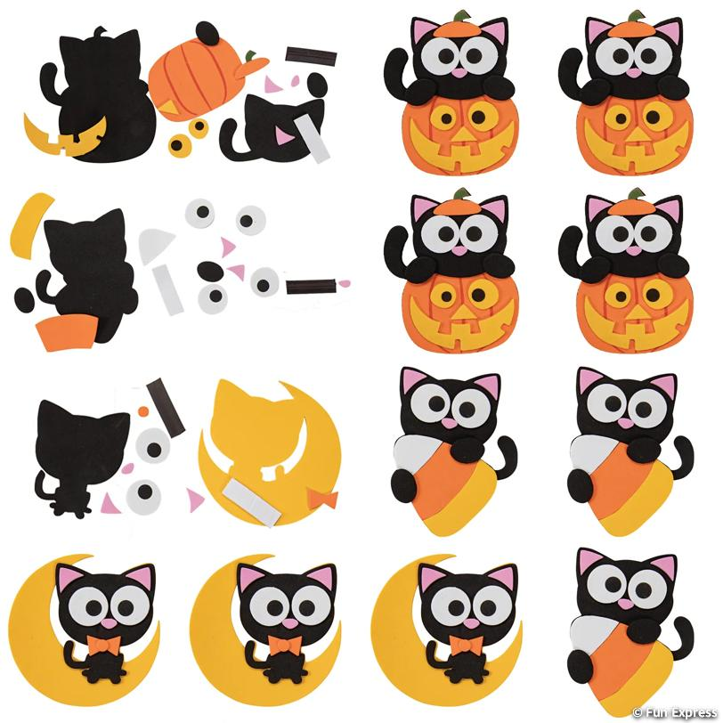 Halloween Cat Magnet Craft Kit-10Pk